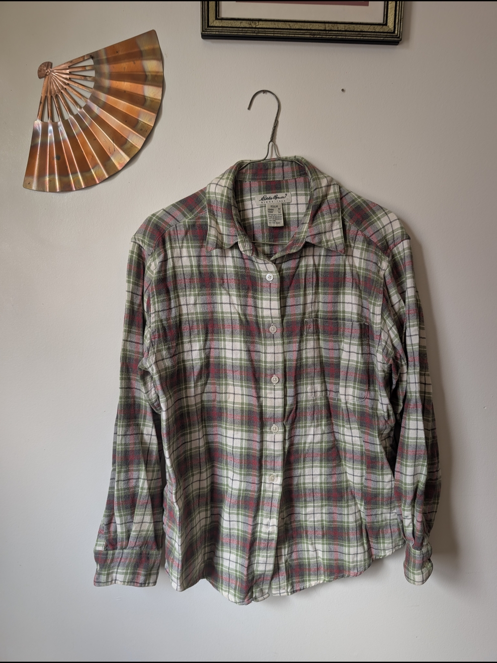 Eddie Bauer Green & Red Plaid Button-Up Shirt